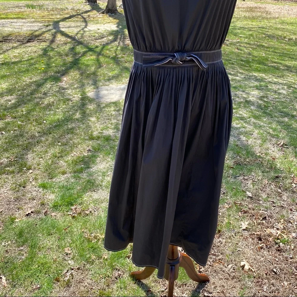 JIL SANDER DRESS SHIFT SLEEVELESS SCOOP NECK GRAY BOW Size 4 ITALY 36
